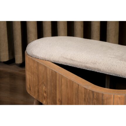 Aberteka Becca Sandıklı Puf-Bench Açık Ceviz Ahşap Sütlü Kahve Wellsoft Kumaş Ahşap Ayak - Görsel 5