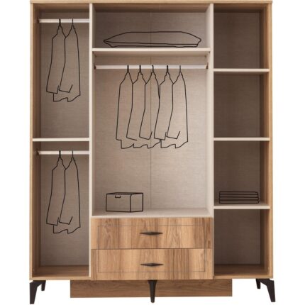 Erezoğulları Mobilya Hazar 4 Kapılı Aynalı Gardırop Elbise Dolabı 160 x 55 x 200 cm - Görsel 3