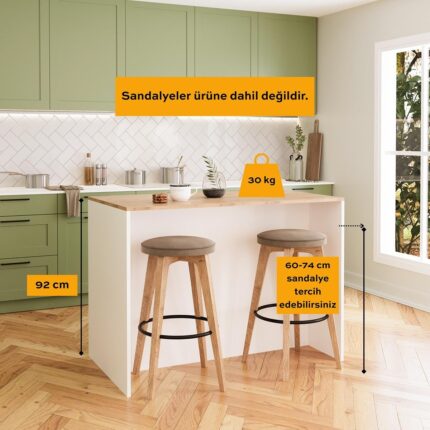 Bimossa Miro L4510 Mutfak Adası Beyaz-Sepet - Görsel 2