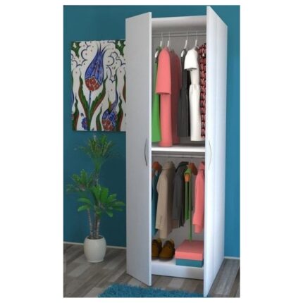 T Designo Bahar Giyinme Dolabı - Çok Amaçlı Dolap - Gardırop 60  cm -2 Kapaklı
