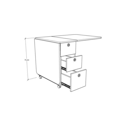 Asra Trend MDF Katlanır Mutfak Yemek Çalışma Masası, Çekmece+Dolap, Koyu Gri, KM-28 - Görsel 5