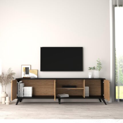 Bimossa E1030 Lisa Tv Ünitesi Siyah-Sepet 180CM - Görsel 4