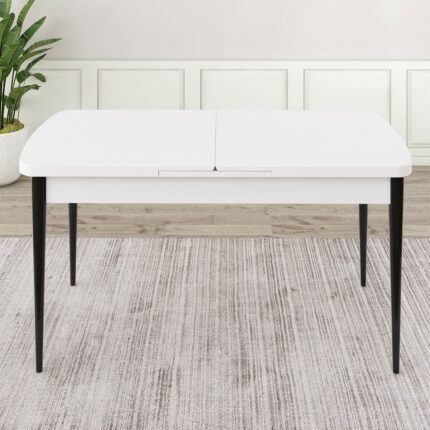 Canisa Zen Serisi 80 x 132 Mdf Açılabilir Beyaz Üst Tabla Siyak Ayak Mutfak Masası