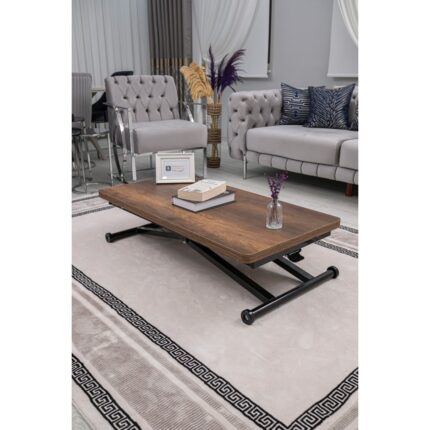 Sehpam Akıllı Home Üst Tabla Mdf Barok Ceviz  Oval Köşe Alt Ayak Siyah - Görsel 2