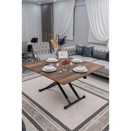 Sehpam Akıllı Home Üst Tabla Mdf Barok Ceviz  Oval Köşe Alt Ayak Siyah - Görsel 3