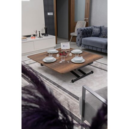 Sehpam Akıllı Home Üst Tabla Mdf Barok Ceviz  Oval Köşe Alt Ayak Siyah - Görsel 4