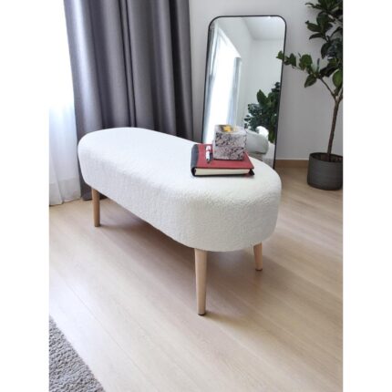 Own Home Eksen Teddy Kumaş Puf, Geniş Oturumlu Bench, Modern Ayak Ucu Pufu, Yumuşak Oturma & Sehpa, 90 x 35CM