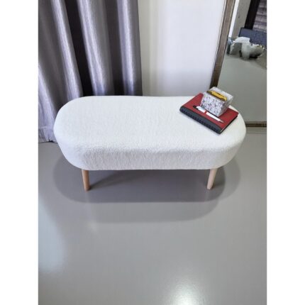 Own Home Eksen Teddy Kumaş Puf, Geniş Oturumlu Bench, Modern Ayak Ucu Pufu, Yumuşak Oturma & Sehpa, 90 x 35CM - Görsel 2