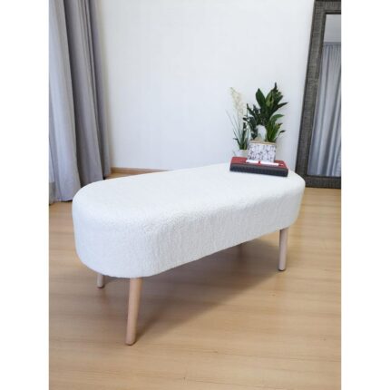 Own Home Eksen Teddy Kumaş Puf, Geniş Oturumlu Bench, Modern Ayak Ucu Pufu, Yumuşak Oturma & Sehpa, 90 x 35CM - Görsel 4