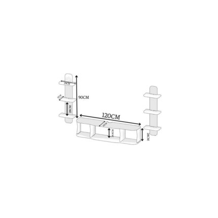 HMC Decor 120 cm  Ayaksız Duvara Monteli Tv Ünitesi ve 2 Adet 90 cm  Uzunluk Duvar Rafı - Görsel 5