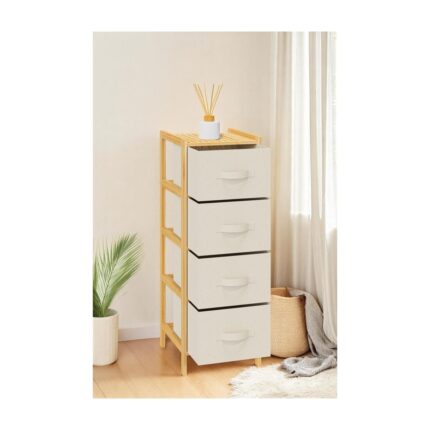 Digithome Bambu 4 Çekmeceli Dolap Organizer Çok Amaçlı Düzenleyici Şifonyer DB-0014 - Görsel 2