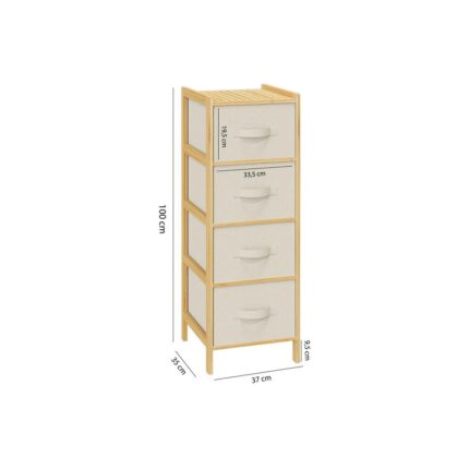 Digithome Bambu 4 Çekmeceli Dolap Organizer Çok Amaçlı Düzenleyici Şifonyer DB-0014 - Görsel 4