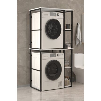 Bofigo Çamaşır Makinesi Dolabı Kurutma Makinesi Dolabı Metal Banyo Dolabı Mısra Beyaz - Görsel 4