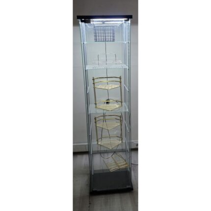 Artinoks Home 7 RAFLI LEDLİ CAM VİTRİN SİYAH (Gümüşlük, Büfe, Koleksiyon, Sunu, Sergi, Kitaplık)