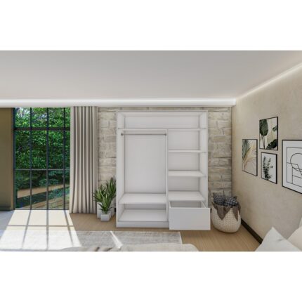 Metalia Gm 347 Menekşe Beyaz Sürgülü Gardırop - Görsel 3