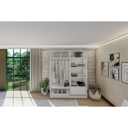 Metalia Gm 347 Menekşe Beyaz Sürgülü Gardırop - Görsel 2