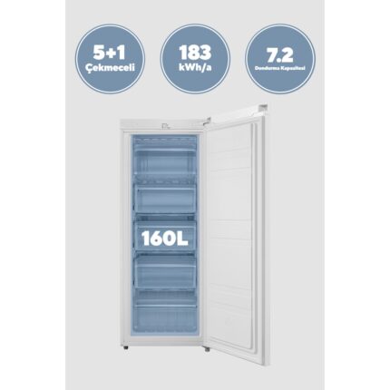 Kumtel 5 Çekmeceli  Dikey Derin Dondurucu 160L HFR-160 - Görsel 4
