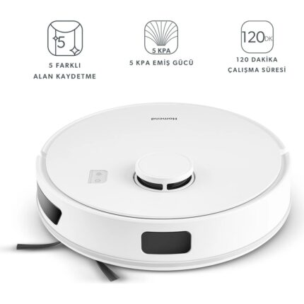 Homend Alex Laser 1291H Moplu ve Haritalamalı 5 Kpa  Robot Süpürge Beyaz 2025 - Görsel 2