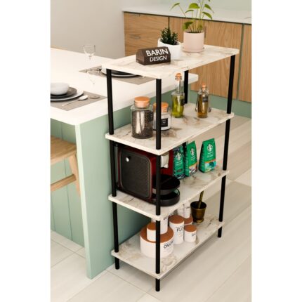 Barin Design 4 Katlı Çevir Kur Mutfak Rafı Çok Amaçlı Düzenleyici, Baharatlık, Kahve Köşesi, Açık Mutfak Dolabı - Görsel 3