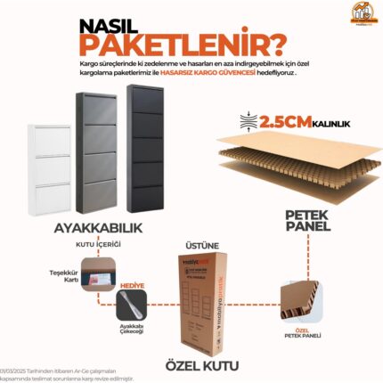 Mobilya Pratik Kilitli 5'li Metal Ayakkabılık - Beyaz - Görsel 5