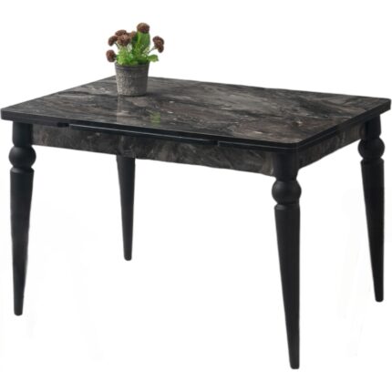 Viento Mobilya Arda Siyah Mermer Desen Yanlardan Açılır 120X80 Masa (Açılımış Ölçüsü 180X80)