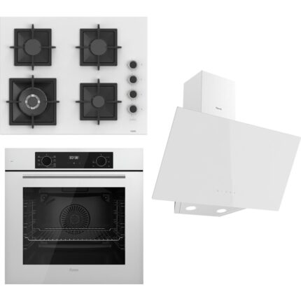 Ferre Flowart Serisi Beyaz Set (SC406-WFA + QBL63CB +D078) - Döküm Izgara / 65 cm Ocak