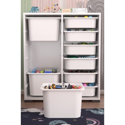 Pratico Mobilya Beyaz Suntalam 9 Sepetli Çok Amaçlı Ultra Derin Oyuncak Dolabı 90x30x84 cm - Görsel 5