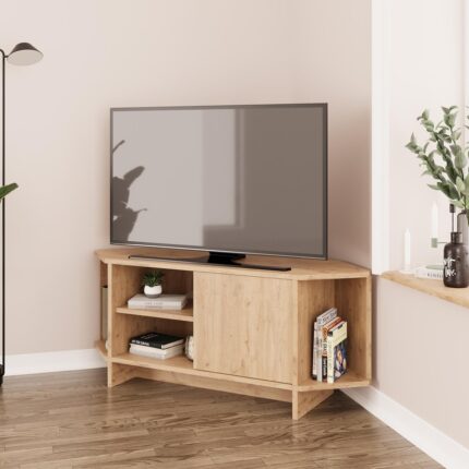 Bimossa Teo B1310 Köşe Tv Ünitesi Tv Sehpası – Ahşap Sepet | 48 Inç Uyumlu Dolaplı - Görsel 2