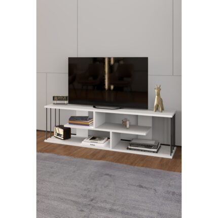 Kanonik Education Tv Sehpası Tv Ünitesi Raflı 140 cm Gzd Beyaz - Görsel 2