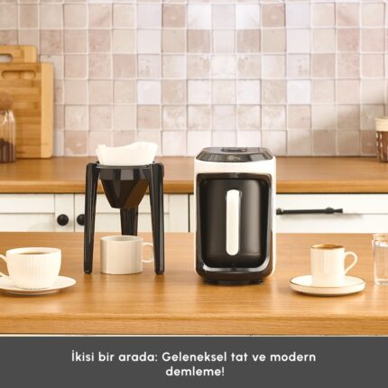 Karaca Hatır Hüp 2 In 1 Türk Kahve Makinesi / Filtre Kahve Makinesi Soft Cream - Görsel 3