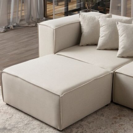 Edsy Home Mira Relax 4 Modül Köşe Koltuk ( Krem ) Keten Kumaş - Görsel 5