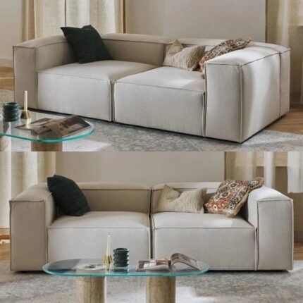 Edsy Home Mira 2 Modüler Ikili Koltuk (Krem) Keten Kumaş