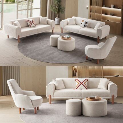 Edsy Home Armoni 3+3+1+1 Koltuk Takımı  Krem
