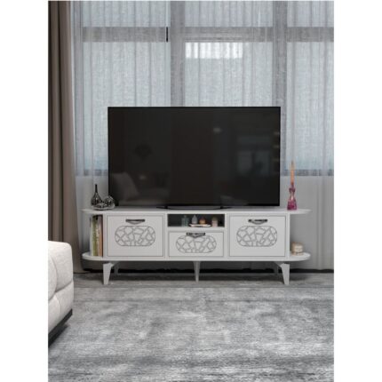 Gold Falez Tv Sehpası Mira Gümüş 5033 Beyaz 160 cm 35 cm 50 cm - Görsel 3