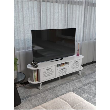 Gold Falez Tv Sehpası Mira Gümüş 5033 Beyaz 160 cm 35 cm 50 cm - Görsel 5