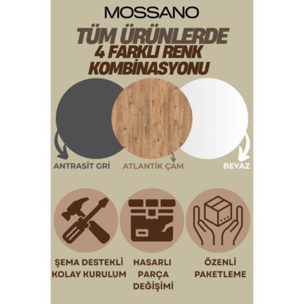 Mossano Vesso Tek Kapaklı Dolap Çok Amaçlı Dolap Banyo Dolabı Mutfak Dolabı Kiler Dolabı Raflı Dolap - Görsel 2