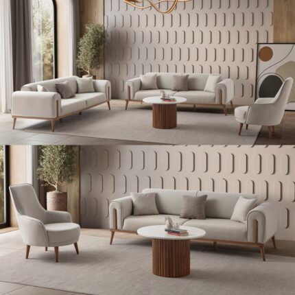 Edsy Home Riva 3+3+1 Koltuk Takımı Krem