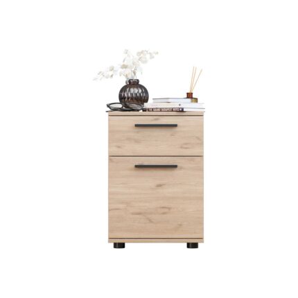 Adore Mobilya White Çekmeceli Kapaklı Komodin - Florida Meşe 40X57X41 cm - Görsel 3