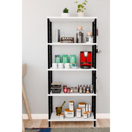 Barin Design 5 Raflı Çevir Kur Çok Amaçlı Raf – Tel Yan Panel, Açık Raf Sistemli Metal Gövdeli Organizer Dolap - Görsel 2