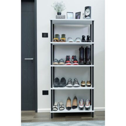 Barin Design 5 Raflı Çevir-Kur Ayakkabılık Metal Gövde Çok Amaçlı Raf Ünitesi Antre, Balkon, Banyo Uyumlu Dolap - Görsel 2