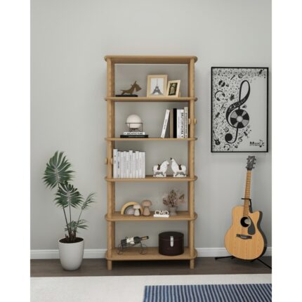 Cmd Wood Rosa 6 Raflı Kitaplık – MDF Lam Gövde, Ahşap Ayaklı – 174x80x30 cm | Modern ve Minimalist Raflı Kitaplık - Görsel 2