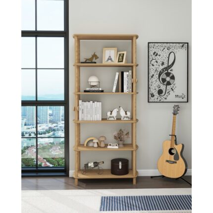 Cmd Wood Rosa 6 Raflı Kitaplık – MDF Lam Gövde, Ahşap Ayaklı – 174x80x30 cm | Modern ve Minimalist Raflı Kitaplık - Görsel 5