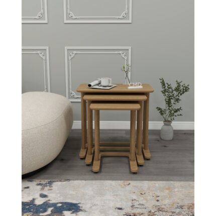 Cmd Wood Modenza Zigon Sehpa – Modern 3’lü Sehpa Seti Ahşap Görünümlü Minimal Tasarım Salon & Oturma Odası - Görsel 3
