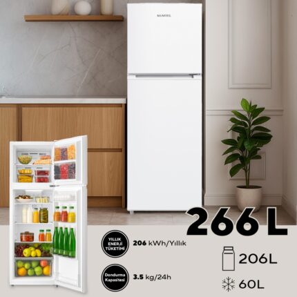 Kumtel Çift Kapılı No Frost Buzdolabı 266L HTMF-270 - Görsel 2