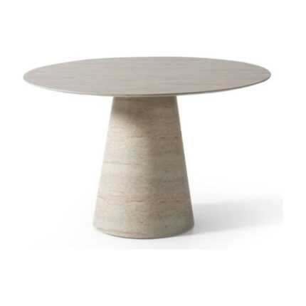 Gazzini Furniture Lucca Yuvarlak Traverten Masa, Konik 120X120