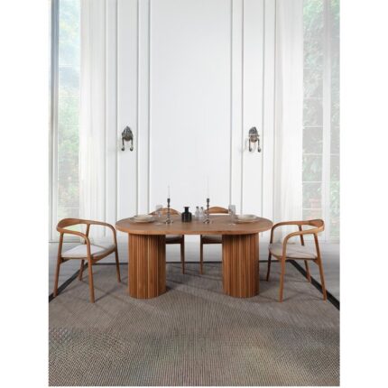 Gazzini Furniture Sierra Iskandinav Oval Ahşap Bohem Masa 90X190