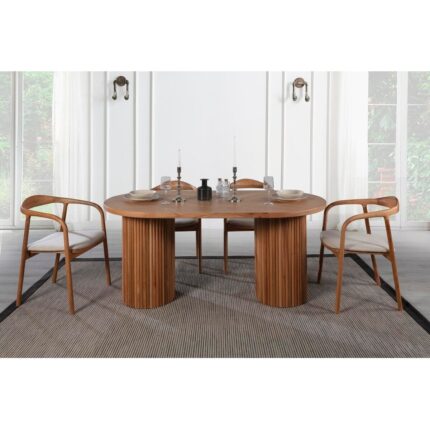 Gazzini Furniture Sierra Iskandinav Oval Ahşap Bohem Masa 90X190 - Görsel 2