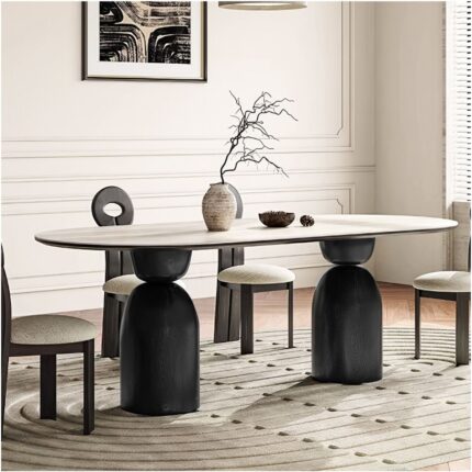 Gazzini Furniture Imperial Italyan Still Oval Ahşap Yemek Masası 100X210 - Görsel 5