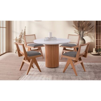 Gazzini Furniture Arya Yuvarlak Ahşap Bohem Masa 90X90 - Görsel 2