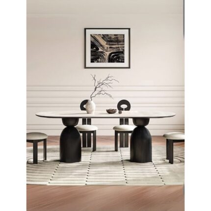 Gazzini Furniture Imperial Italyan Still Oval Traverten Yemek Masası 90X190 - Görsel 3
